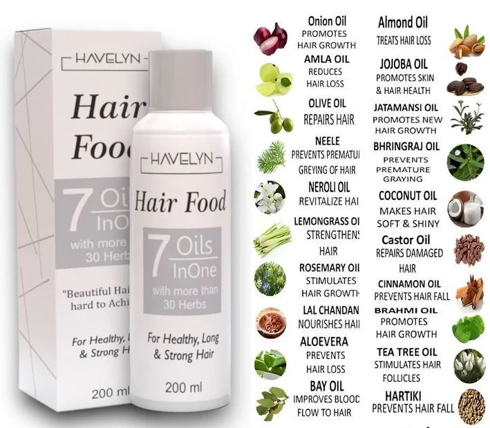 Hair Food: 7-Oils & 30+ Herbs Hair Elixir - For Luxurious Growth & Strength, 200ml