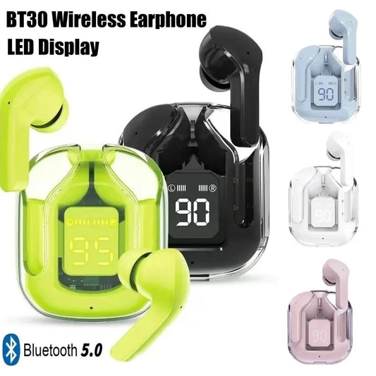 BT30 TWS: Compact Wireless 5.0 Earbuds! 🎧 Noise-Cancelling, Gaming-Ready, with LED Display